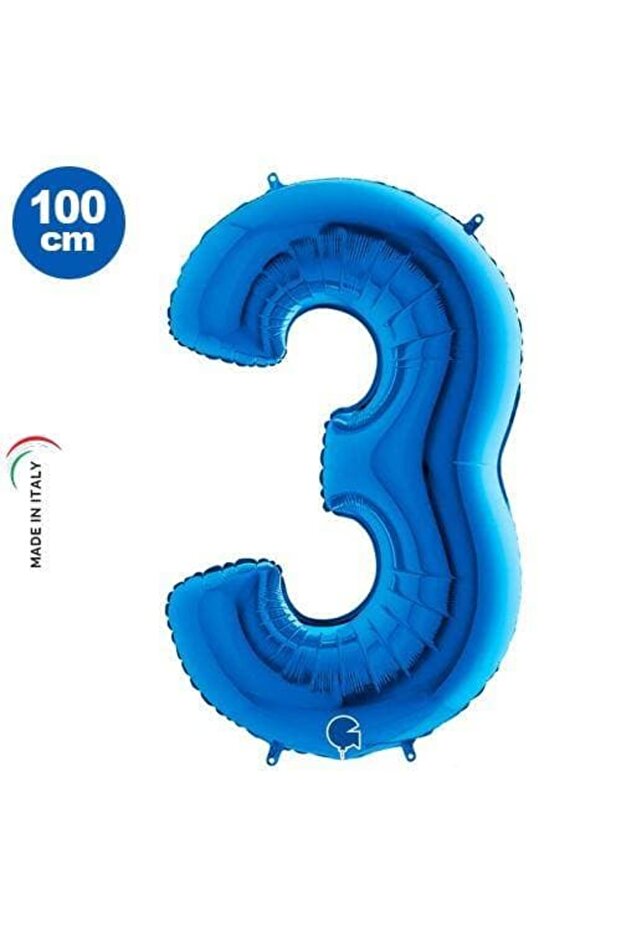 3 Number Foil Balloons Blue (100X70 cm)