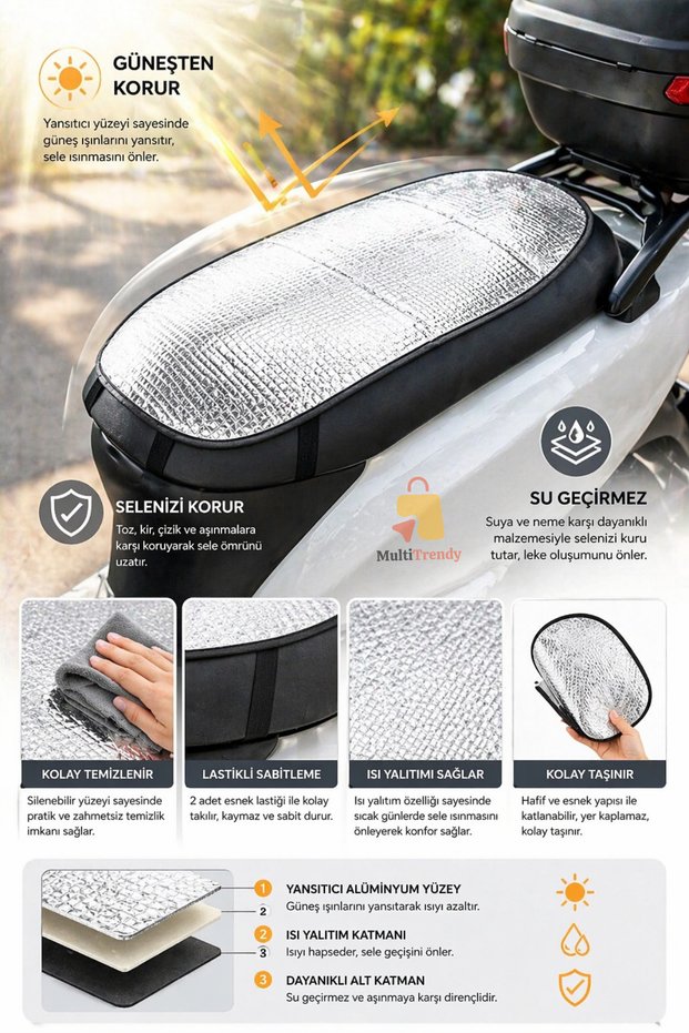 Motorcycle Scooter Saddle Sunshade Cover Heat Reflective Motorbike Sunshade Waterproof Seat Cover Saddle Pad
