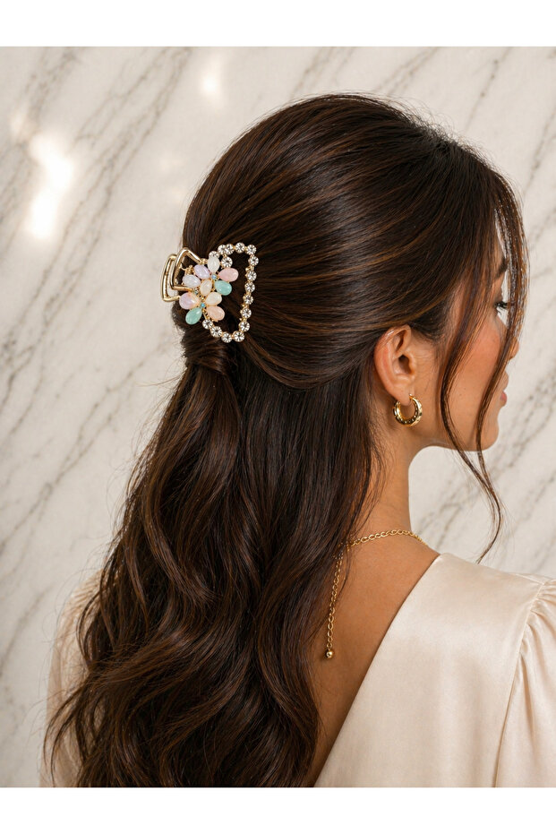 Zircon Stone Floral Stylish Buckle with Flower Design
