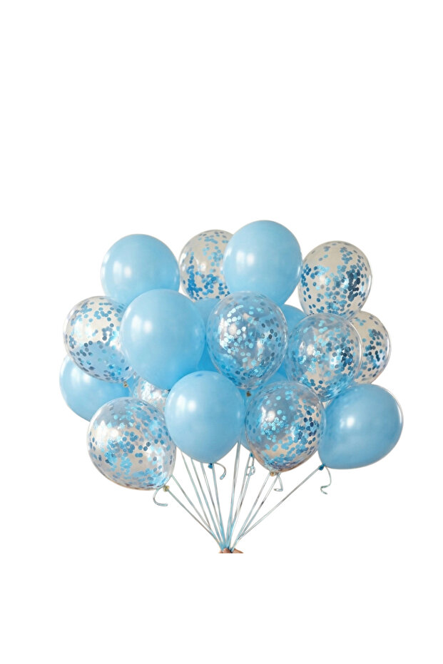 20 pieces of light blue confetti balloons