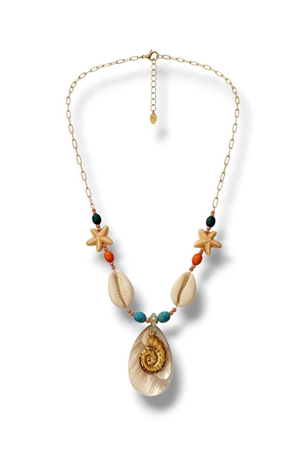 Steel Sea-Themed Necklace 47+6 cm