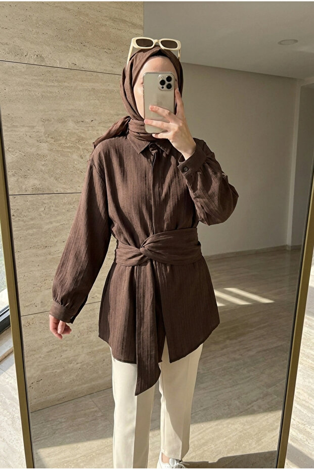 Women's Belted Tunic – Figure-Flattering Modern Fit with Tie