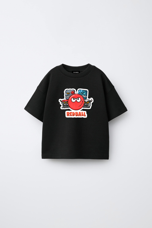 Red Ball Printed Oversize 100% Cotton Short Sleeve Unisex Kids T-Shirt