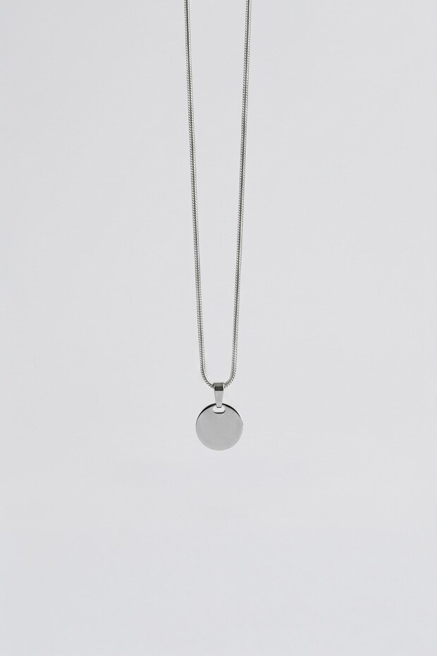 Unisex Round Tip Steel Necklace Silver
