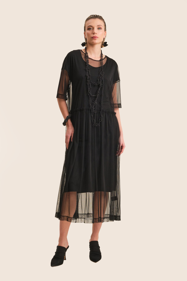 Rochie din tul cu colier - 1