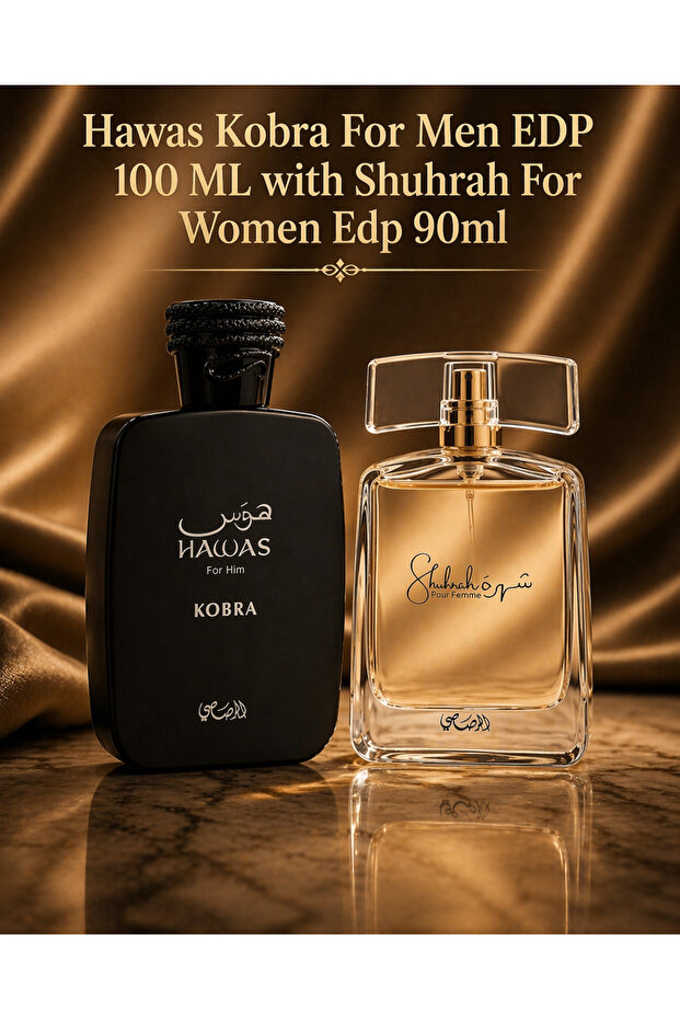 Hawas Kobra For Men EDP 100ML + Shuhrah For Women EDP 90ML | Perfume Set for Couples