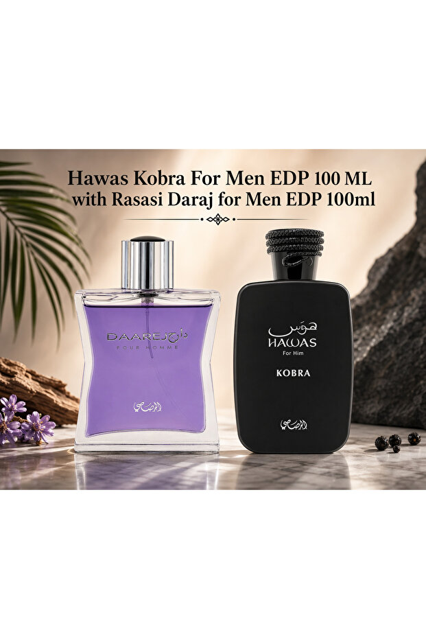 Hawas Kobra For Men EDP 100ML + Daarej for Man EDP 100ML | Men’s Perfume Combo Set