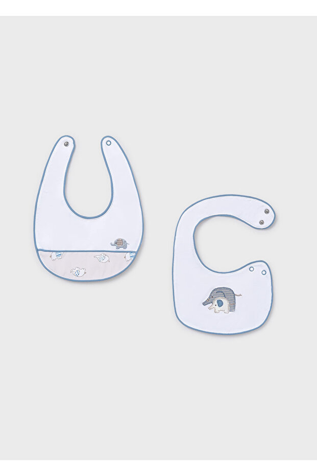 Baby 2-Piece Elephant Patterned Bib Set Beige 9074