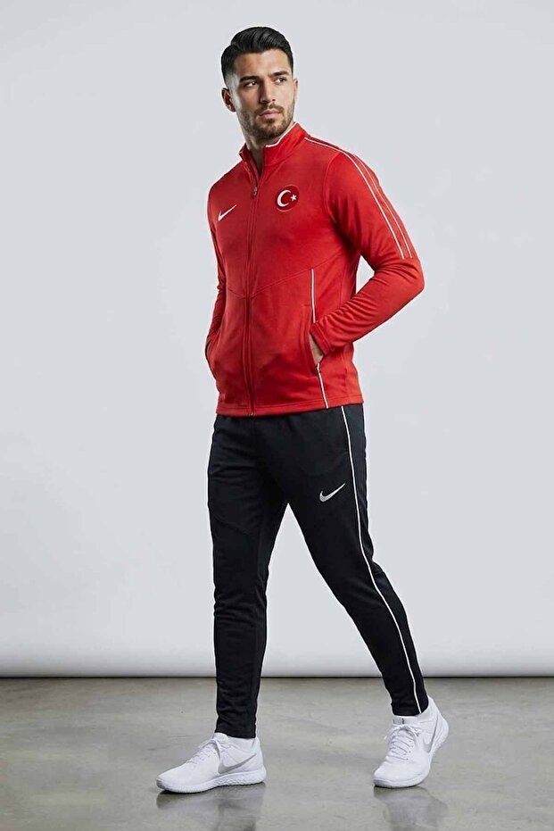 National Team Men's Tracksuit Set - Red/White/Black Color Options Zippered Top and Bottom Set