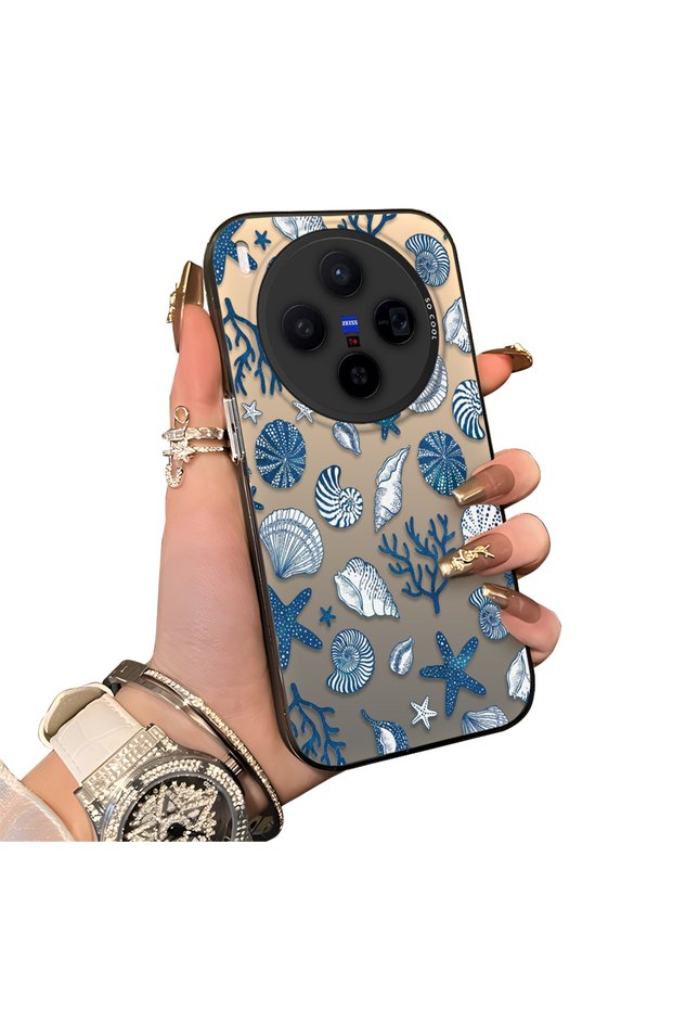 Vivo X300 Compatible Hard Acrylic Back Silicone Edge Lens Protection Stylish Print Case