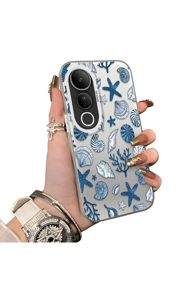 Vivo V50 Lite 4G/5G Compatible Hard Acrylic Back Silicone Edge Lens Protection Stylish Print Case
