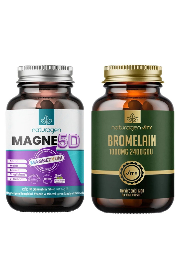 Magne5D Magnesium Complex 30 Chewable Tablets | Bromelain 2400 Gdu 1000 Mg 60 Capsules