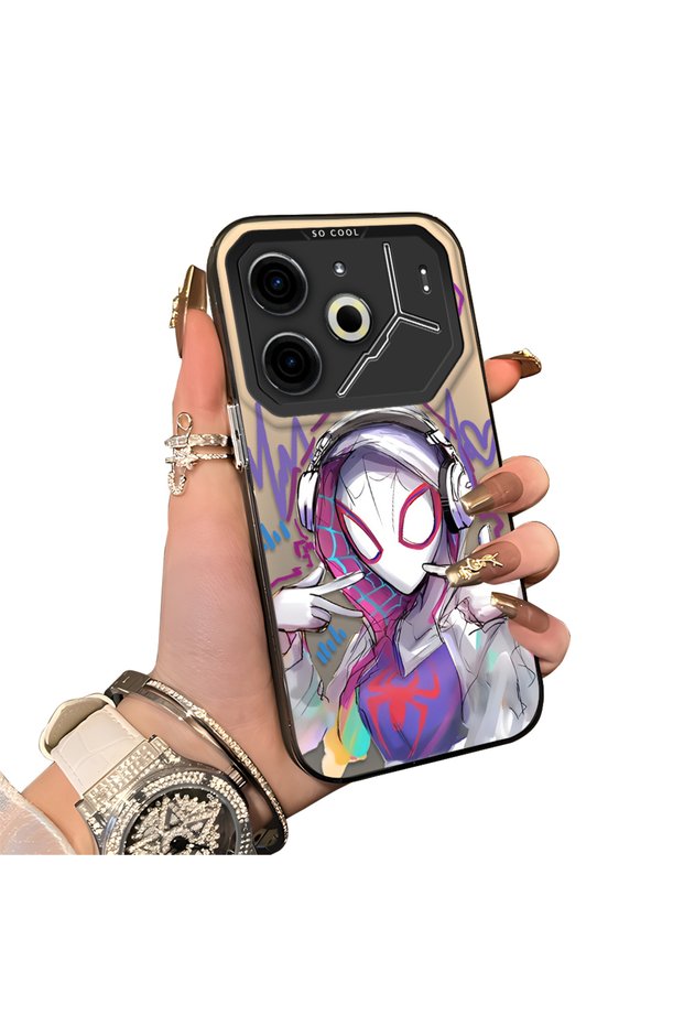 Tecno Pova 6/Pova 6 Pro 5g Compatible Spiderman Couple Case Acrylic Back Silicone Edge Protection