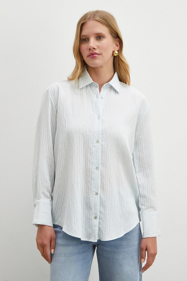Stripe Patterned Shirt Blue - 2