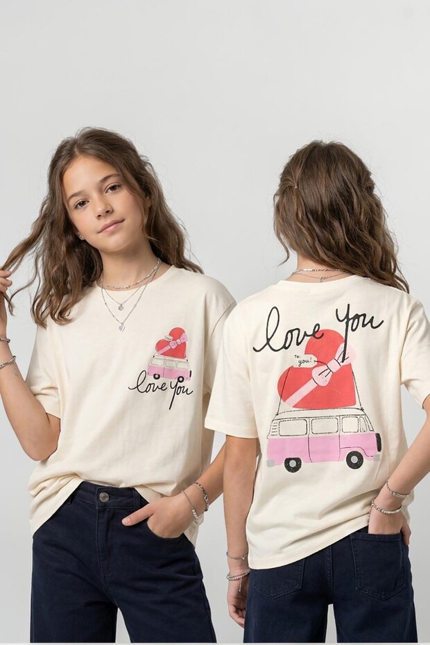 Cotton Text Printed Oversize Girls' T-Shirt