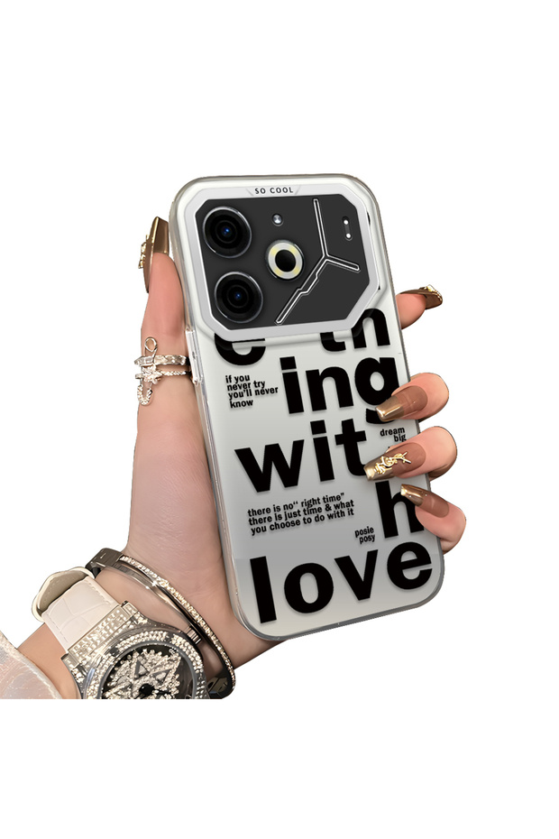 Tecno Pova 6/Pova 6 Pro 5g Compatible Hard Acrylic Back Silicone Edge Lens Protection Stylish Printing Case