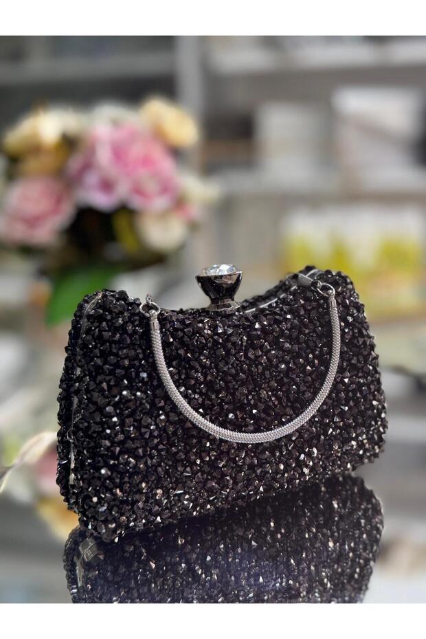LARGE STONE EMBELLISHED EVENING BAG