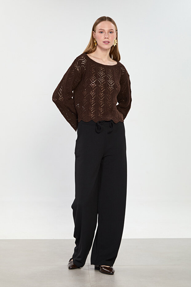 Women's Drawstring Waist Loose Pants - Black
