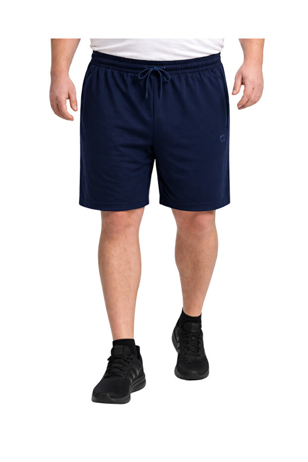 Men's Large Size Navy Blue Two-Thread Pocket Zipper Shorts 3Xl-4Xl-5Xl-6Xl-7Xl-8Xl