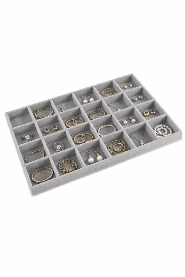 Gray 24-Piece Suede Women's and Men's Bracelet and Watch Jewelry Stand St1-73Gr