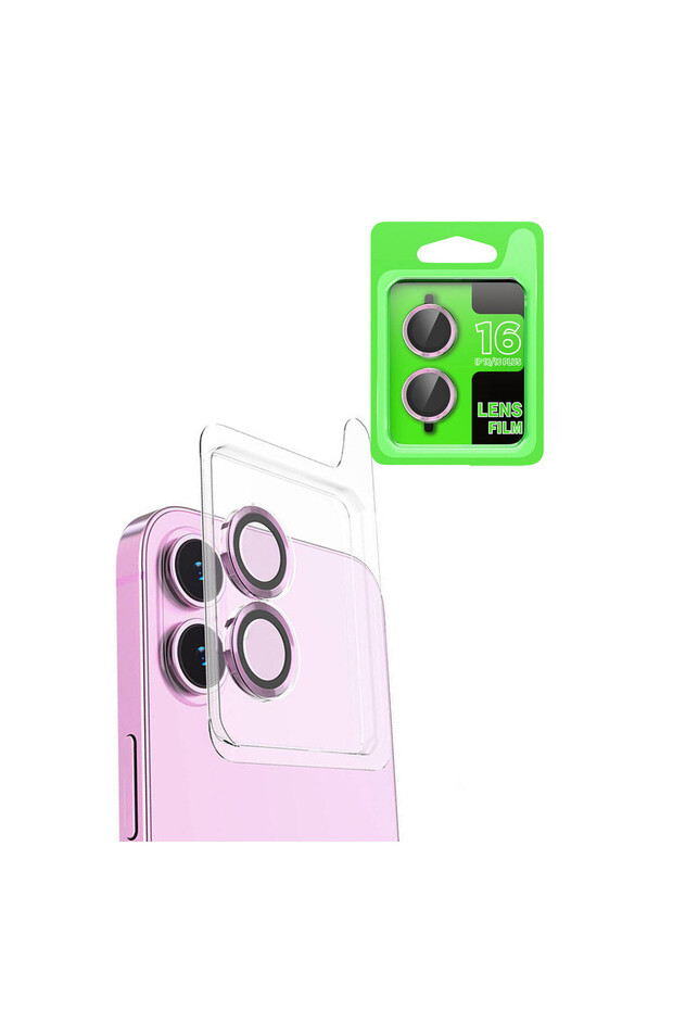 iPhone 16 Camera Lens Protector Made of Anti-Break Tempered Glass - Pink