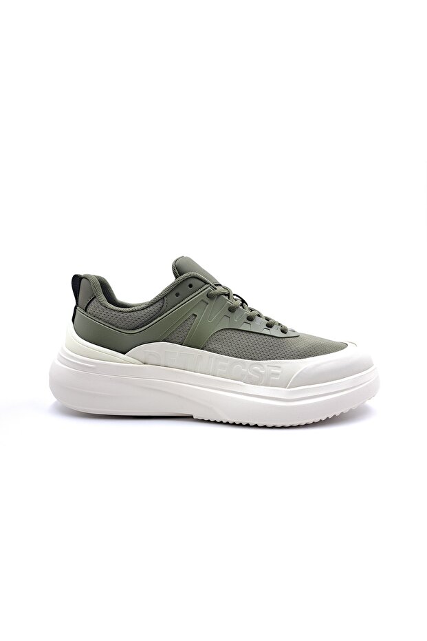 Leather and Textile Men's Casual Khaki Color Sneaker Shoes