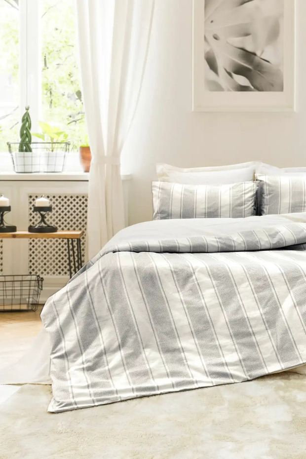 Yarn Dyed Double Duvet Cover Set Nenas Anthracite
