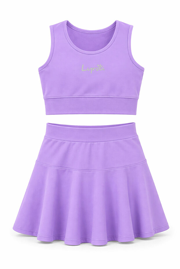 Girls' Swimsuit with Zero Sleeve Top, Shorts and Skirt 26603 Lilac