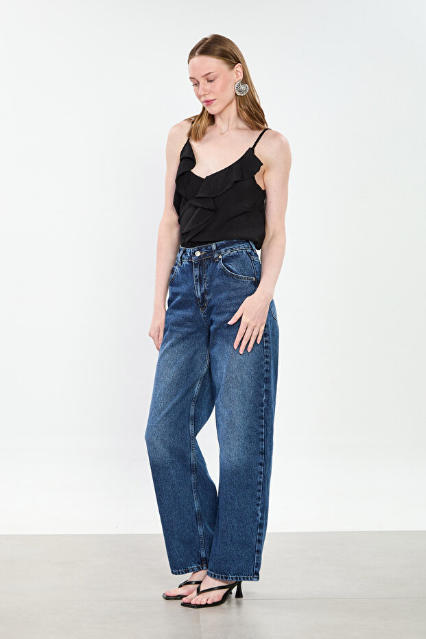 Women's Balloon Jean Pants - Blue