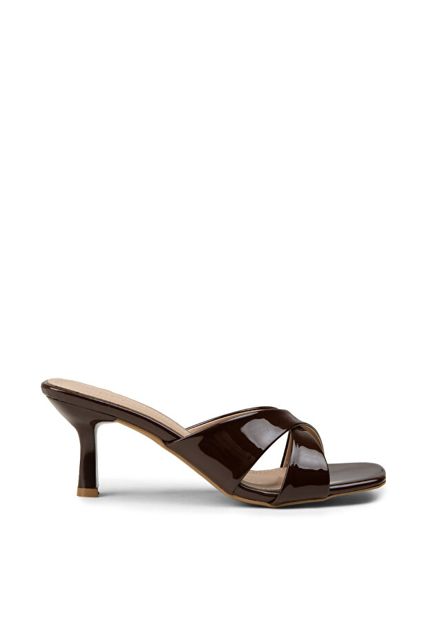 Women's Patent Leather Brown Slippers