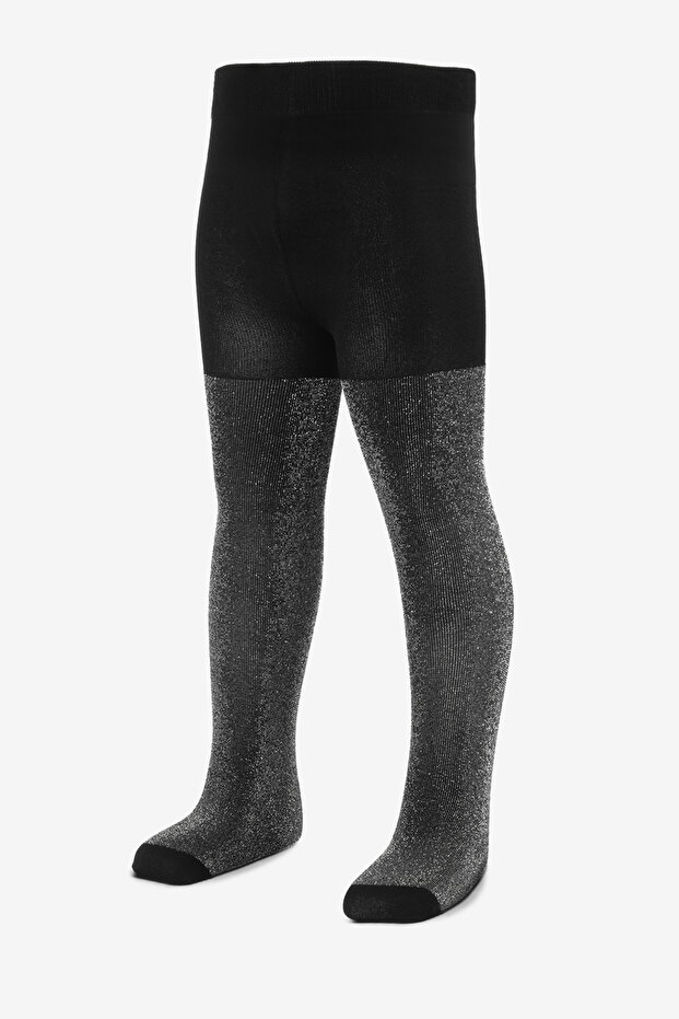 Black Glitter Detailed Girls' Pantyhose