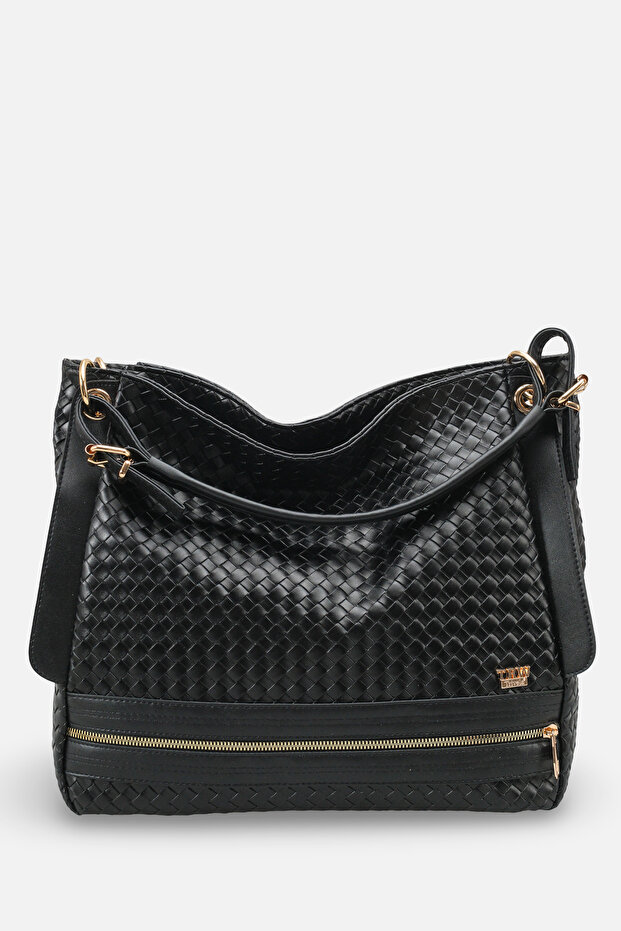 Claudia Rosetti Black Knitted Women's Casual Stylish Soft Large Shoulder Bag