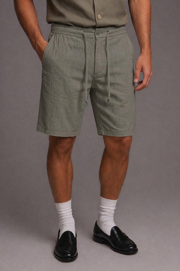Men's 100% Cotton Linen Shorts – Lace-Up Comfortable Cut Summer Shorts