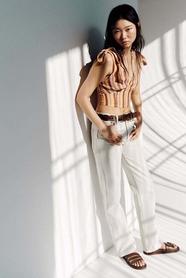 Cropped tie-strap top