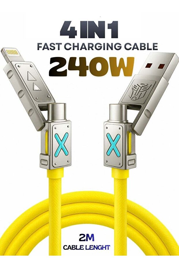 4-in-1 Zinc Alloy Fast Charging Cable, PD240W