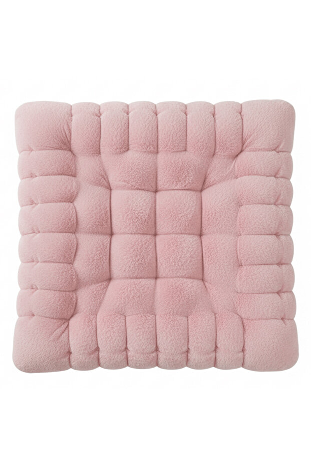 Pastel Pink Plush Square Chair Cushion