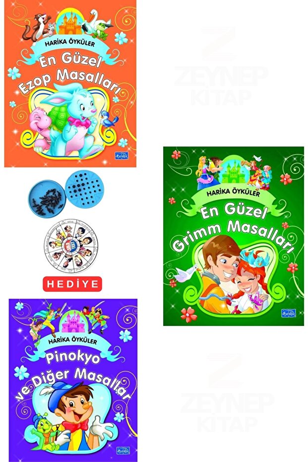 Harika Öyküler-En Güzel Ezop-Grimm-Pinokyo ve Diğer Masallar-3 Kitap Set - Solo Test Gifted