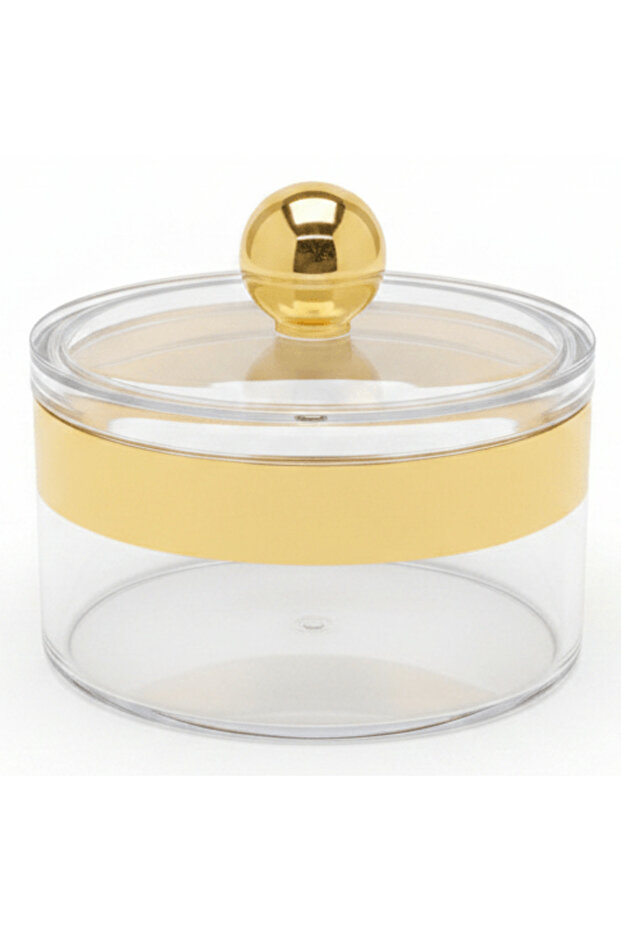 Acrylic Storage Canister with Decorative Gold Design and Lid14 × 7.5 cm