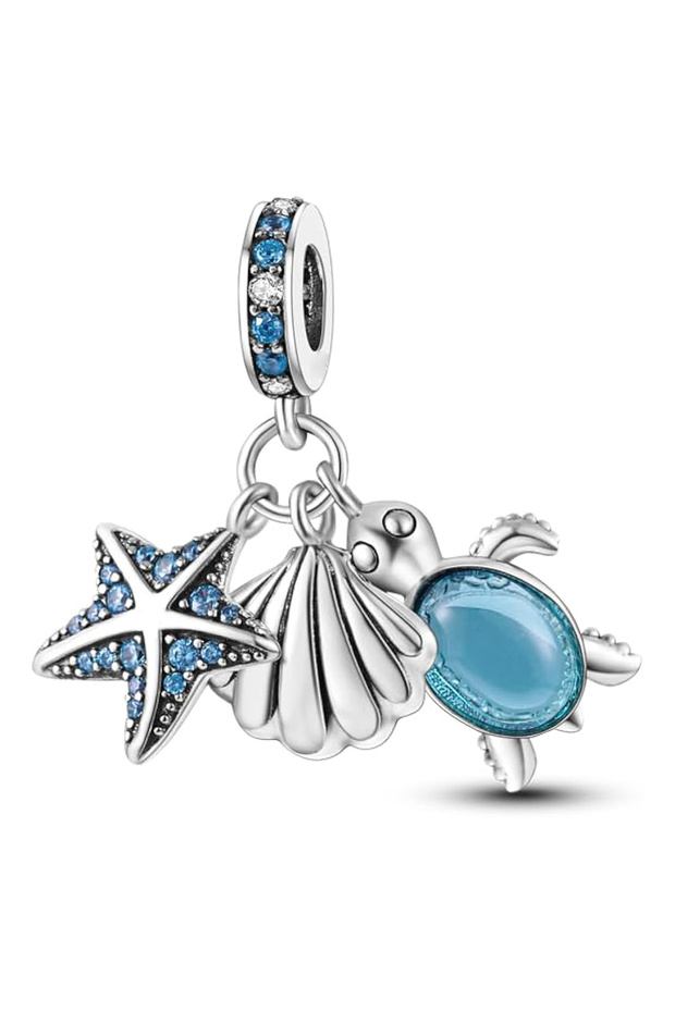 Tropical Starfish, Turtle and Oyster Dangle Charm