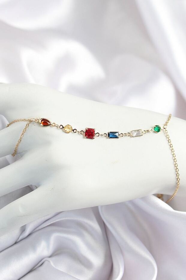 Brass Colored Zircon Stone Y Model Gold Color Women's Shahmeran