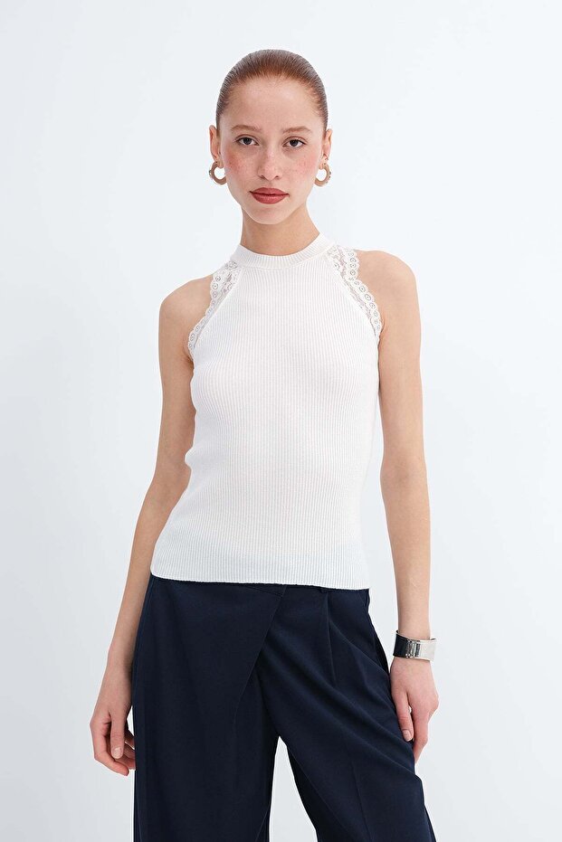 Lace Detailed Knitwear Blouse A2957