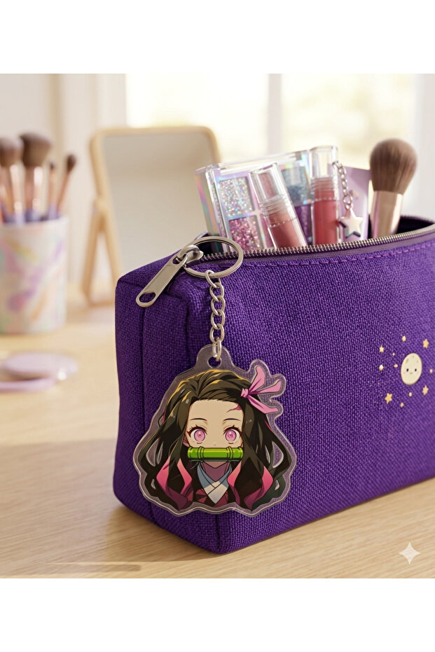 Owl Bag Demon Slayer Nezuko Patterned Acrylic Keychain Bag Ornament