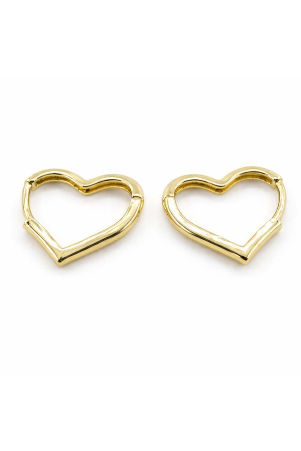 Gold Color Heart Hoop Earrings | Minimal Women's Earrings