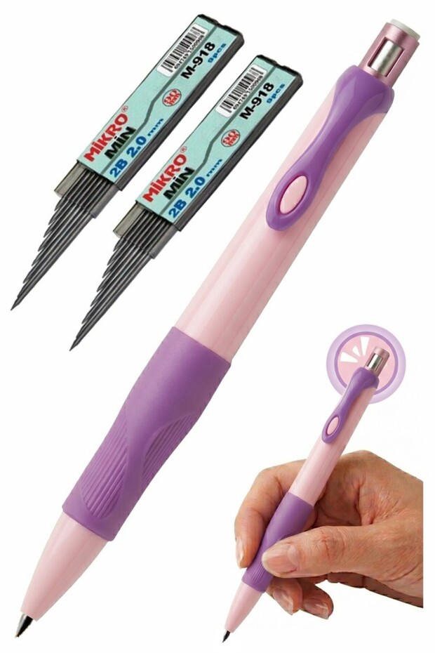 Lila Thick Tip Pencil 2.0 mm 1 Piece and 2.0 mm Thick Tip Black 2 Pieces Vr22 Thick Tip Mechanical Pencil