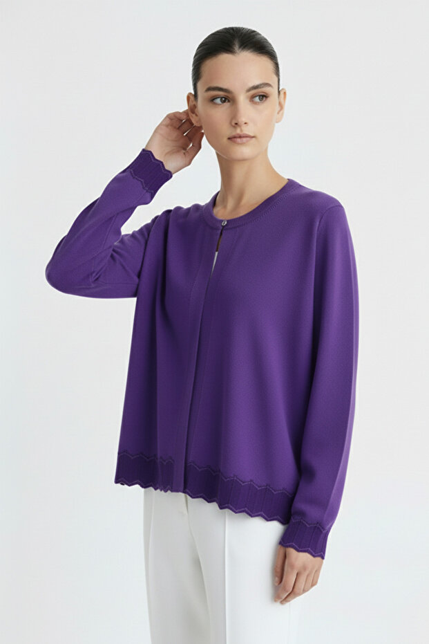 Lilac Purple Skirt Patterned Women's Jacket