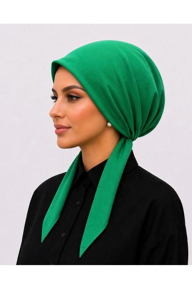 Scarf Bonnet Cotton Fabric Non-Slip Vibrant Green