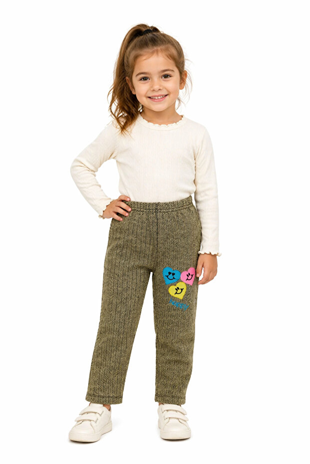 Girl's Emoji Embroidered Fish Scale Pattern Tights