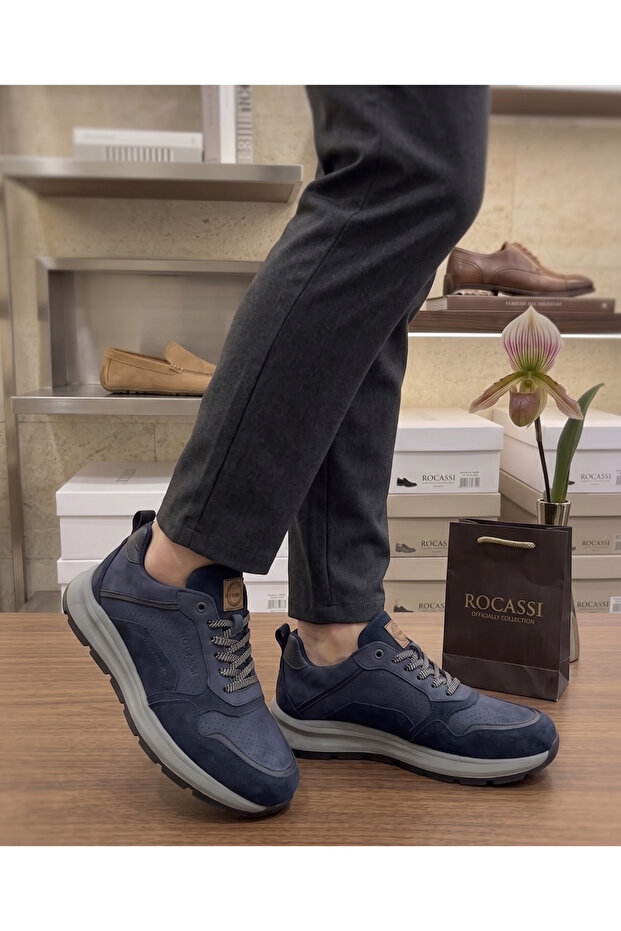 Men's Genuine Leather Daily Lightweight Comfortable Shoes Navy Blue