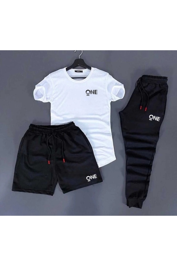 T-Shirt, Sweatpants, Shorts 3-Piece Combination Set One Printed Women'S/Men's Unisex Model