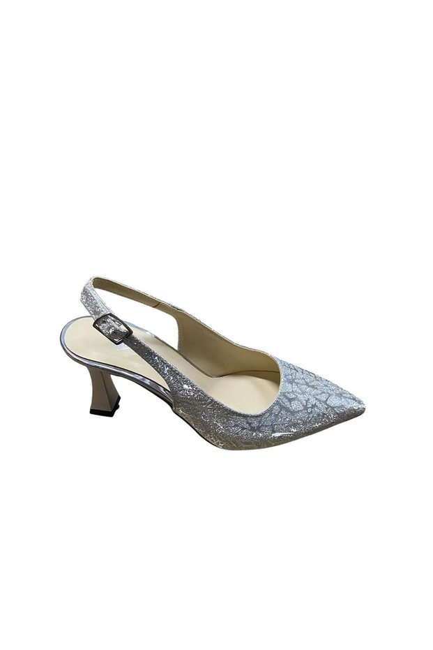 Women's Goblet Heeled Embroidered Open Back Stiletto